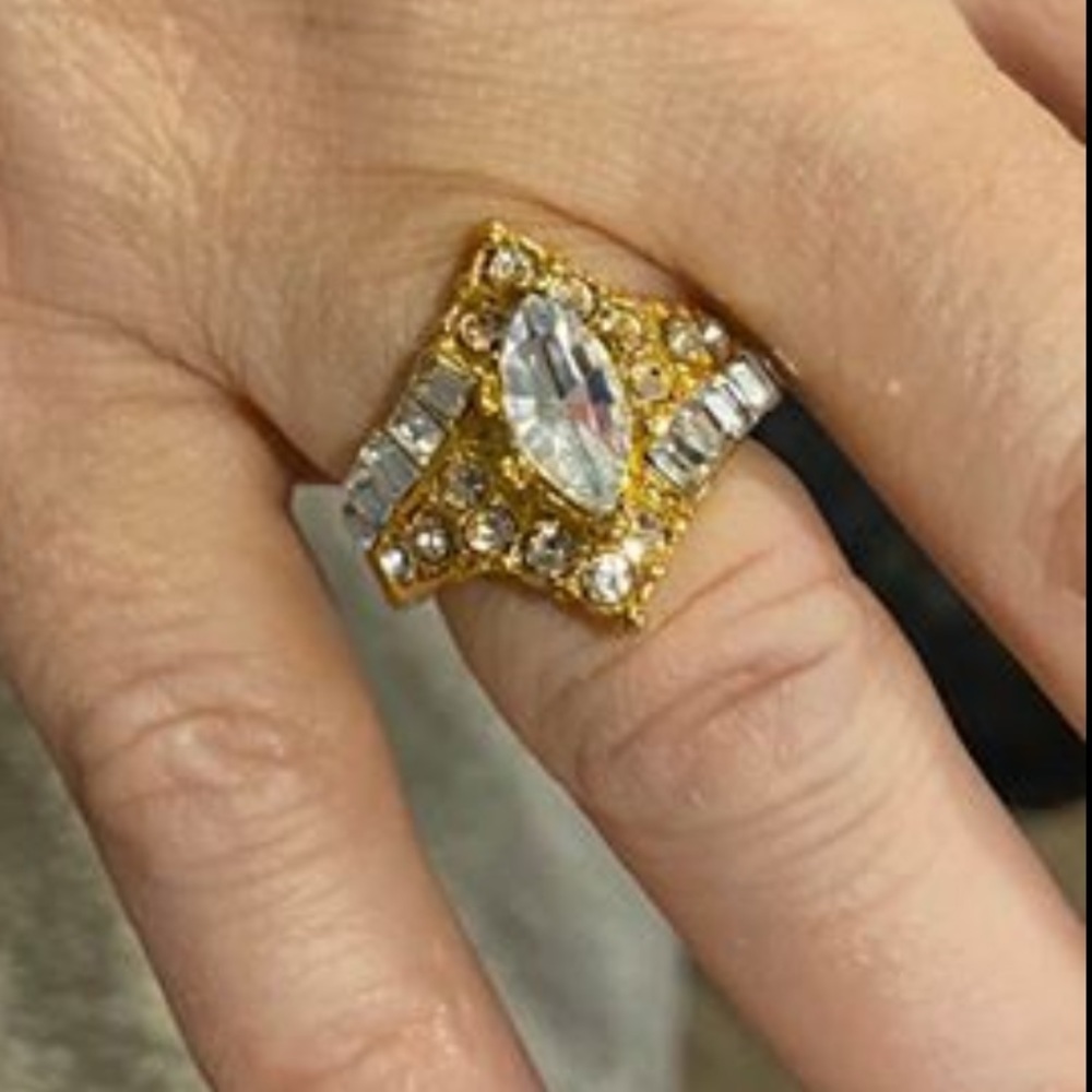 Large Yellow gold Cubic Zirconia ring